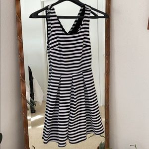Aqua Black & White Striped Fit n flare Dress NWT